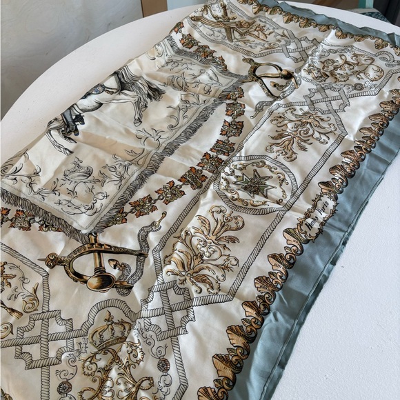 Hermes Scarf in Blue and Gold - Picture 3 of 4